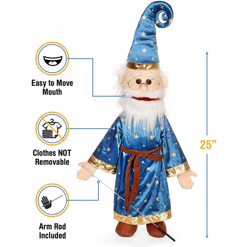 Silly Puppets 25" Wizard w/Glasses, Full Body, Ventriloquist Style Puppet - Image 3