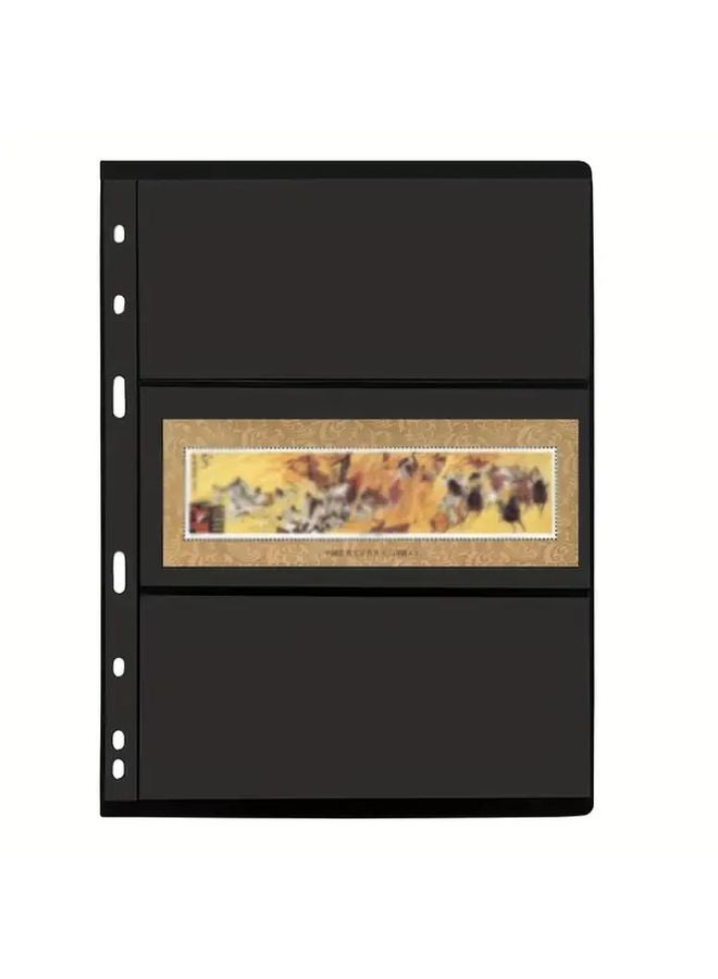 10 Sheets Stamp Binder Pages 3 Rows Capacity Double Sided 9 Hole Loose Leaf Stamp Albums - Image 1