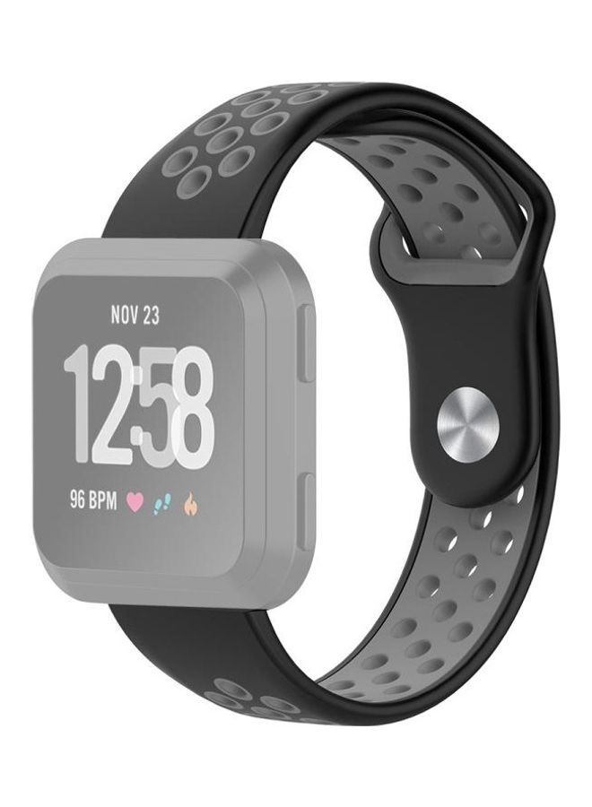 NIBEMINENT Silicone Replacement Wrist Strap Watchband For Fitbit Versa Black - Image 3
