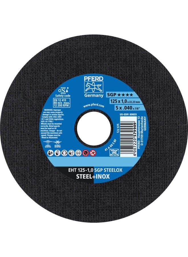 PFERD 69855 Flat Cut-off Wheel, Type 1, Aluminum Oxide A, 5" Diameter x .040" Thickness, 7/8" Bore, 12200 Max rpm (Pack of 25) - Image 1