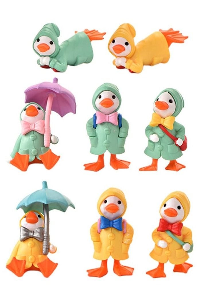 Captaintech Miniature Glass Ornaments 8pcs Duck Figurines Miniature Duck Figure Statue Collection Birthday Topper Cake Decoration Accessories Miniature Glass Animals - Image 1