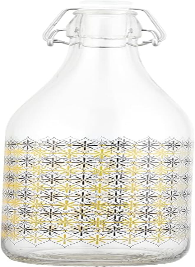 LELLA Bottle, JOGASAKI GIALLO Design, Premium Glass Water Bottle, 500ml Capacity