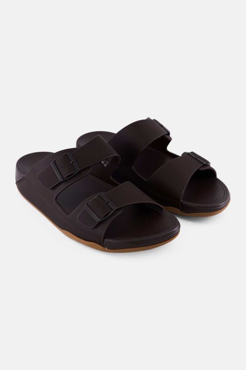 English Laundry Men 2 Strap Slip On Arabic Sandals, Coffee Brown - Image 1