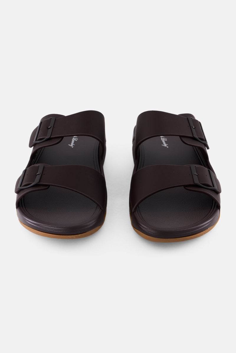English Laundry Men 2 Strap Slip On Arabic Sandals, Coffee Brown - Image 4