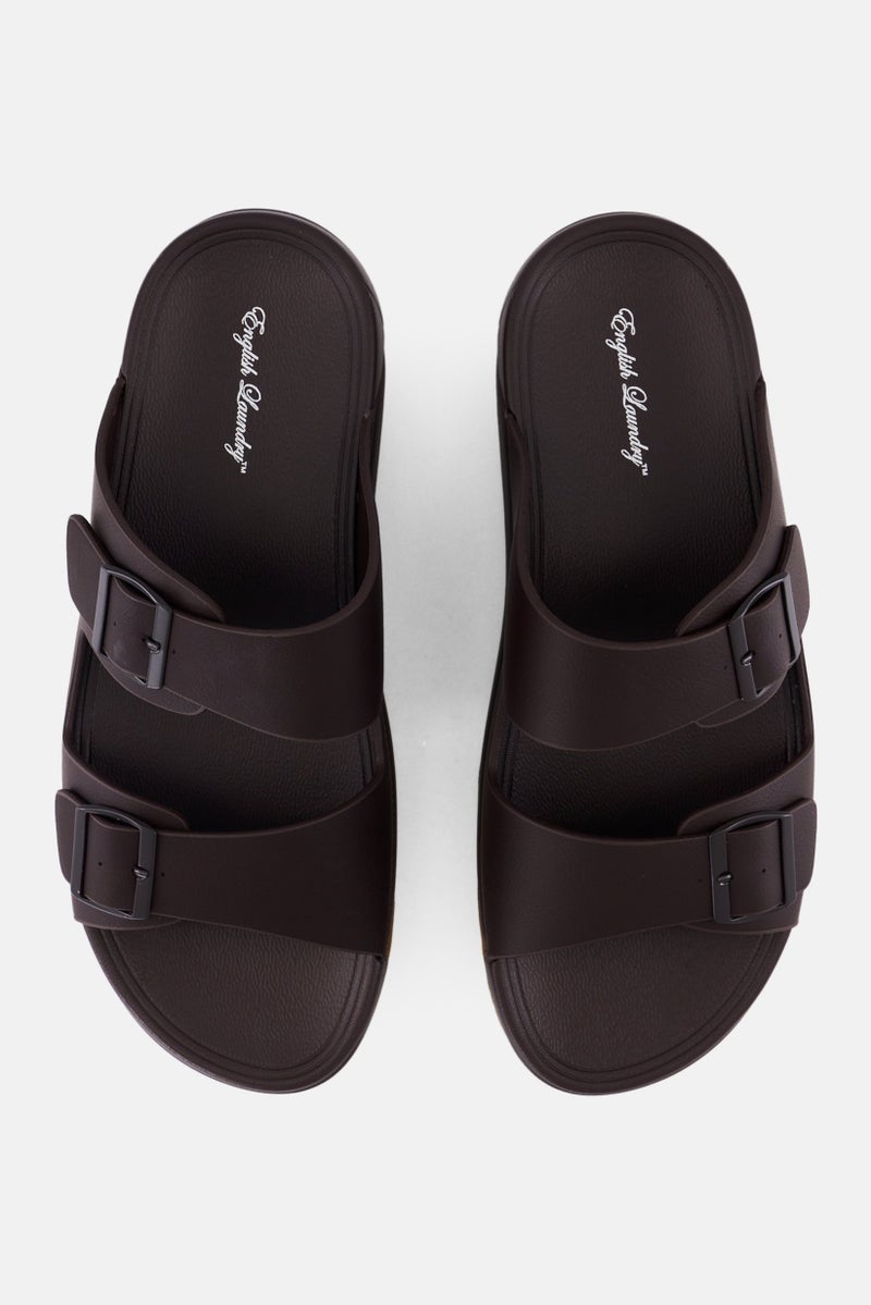 English Laundry Men 2 Strap Slip On Arabic Sandals, Coffee Brown - Image 3