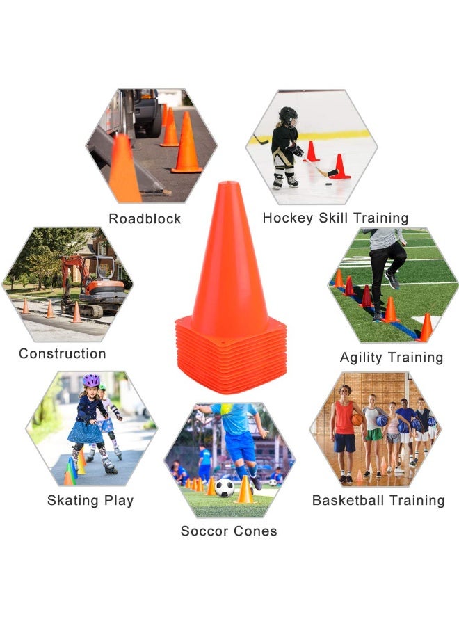 BEYTOR 9-Inch Orange Training Traffic Cones – Set of 10 Lightweight Plastic Safety Cones for Sports, Agility Drills, Football & Fitness Training - Image 4