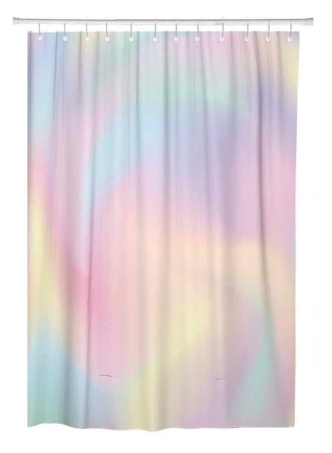 ArtSocket Shower Curtain Watercolor Girly Ombre Blue Pattern Gradient Pastel Iridescent Rainbow Home Bathroom Decor Polyester Fabric Waterproof 72 x 72 Inches Set with Hooks - Image 1