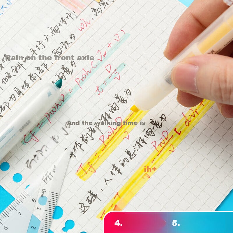 M&G Stationery Benwei 5-Color Retractable Highlighters with Wide-Angle Clip, Exam Review Highlighting Pens, Colorful Marking Pens, Fluorescent Clear Journal Pens AHM27306 - Image 3