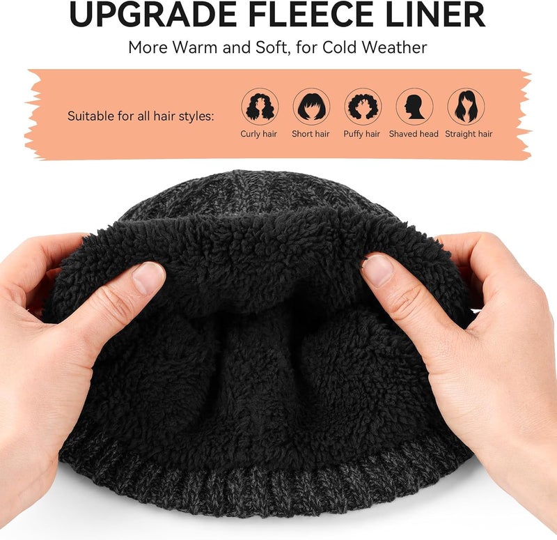 OZERO Winter Beanie Hat for Men Women: Thermal Thick Polar Fleece Lining Knit Cuffed Beanie Hats Warm Caps for Cold Weather Running, Hiking, Travel - Image 5