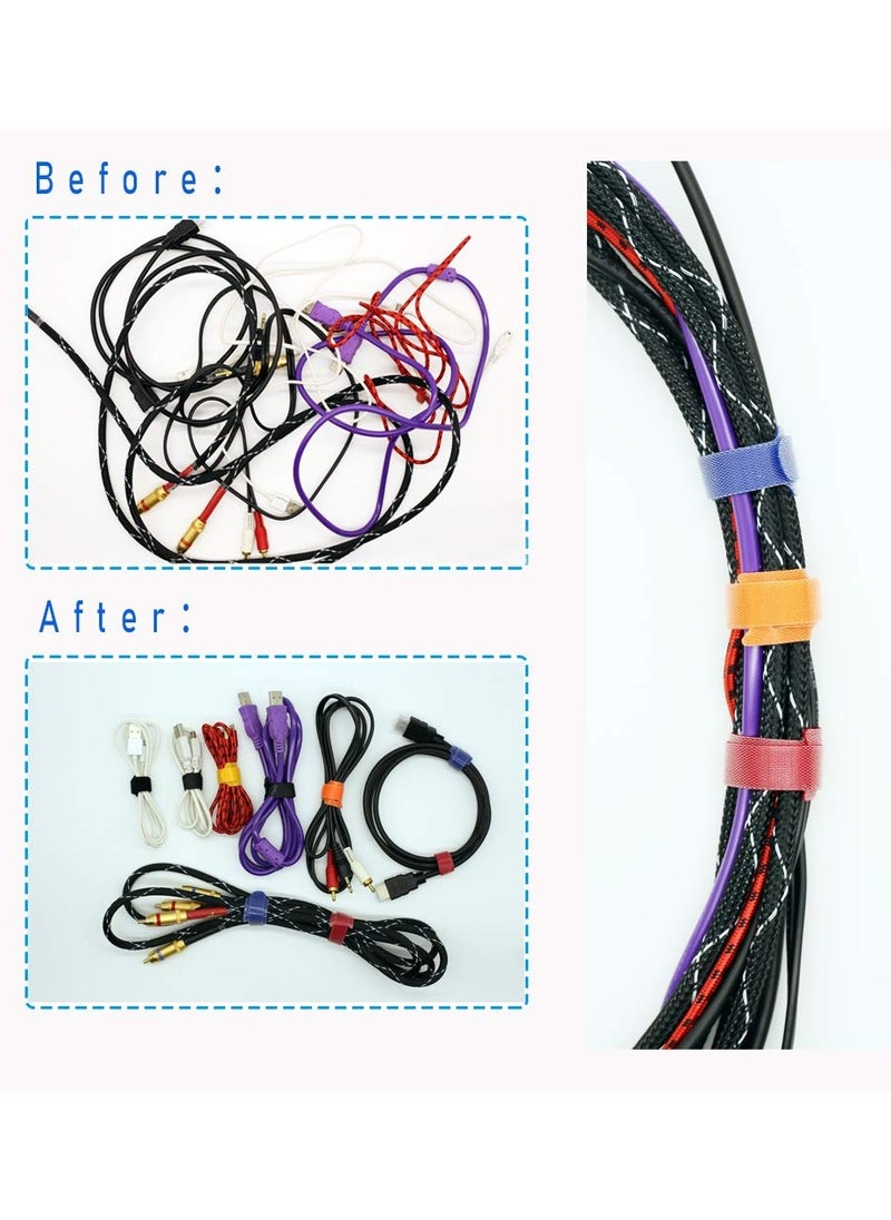 SYOSI - 100PCS Reusable Cable Zip Ties cord ties Multi Purpose Hook Loop cable management Adjustable Multicoloured Cords Organizer - Image 1