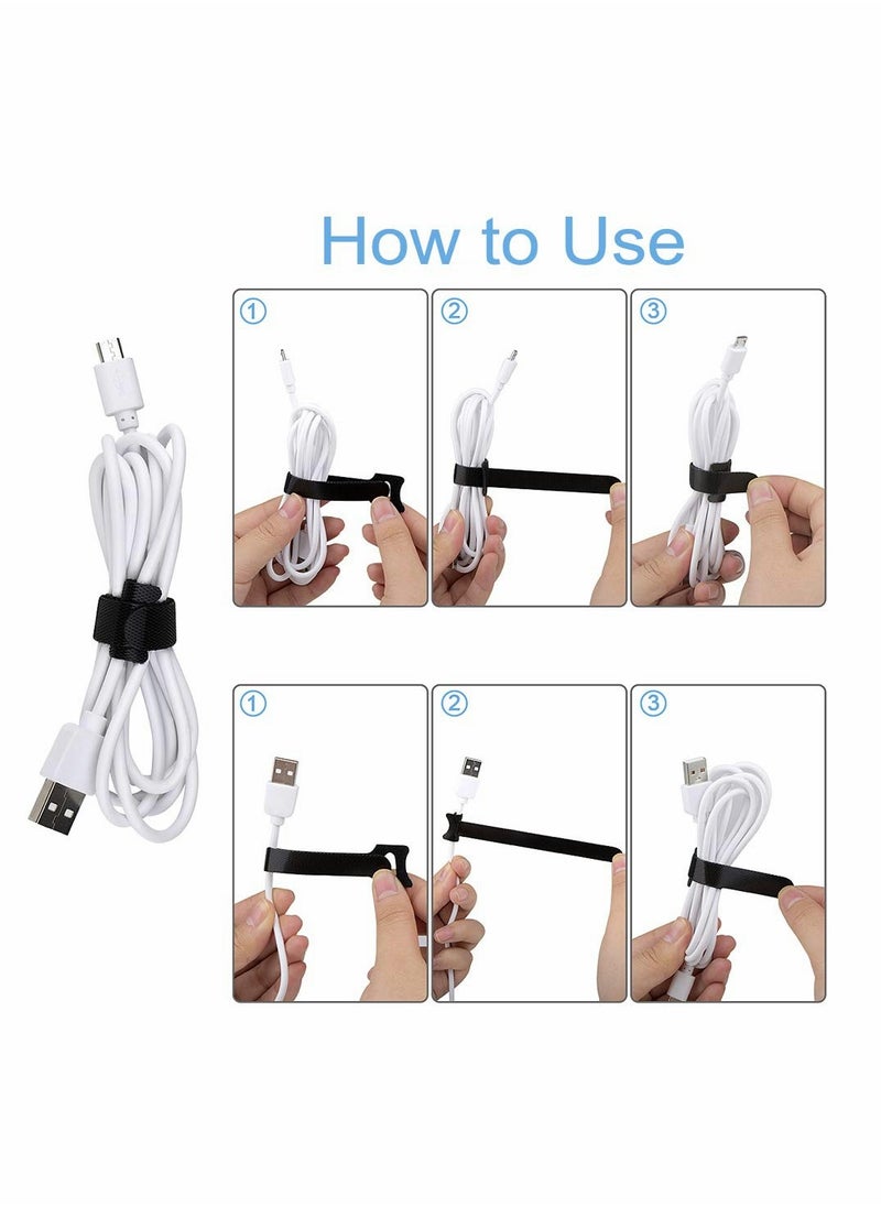 SYOSI - 100PCS Reusable Cable Zip Ties cord ties Multi Purpose Hook Loop cable management Adjustable Multicoloured Cords Organizer - Image 1