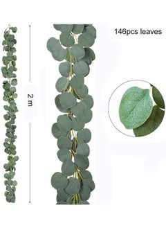 LENND 3 Packs Artificial Eucalyptus Leaves Garland Artificial Vines Faux Silver Dollar Greenery Eucalyptus Plants for Wedding Party Home Decoration  - Image 2