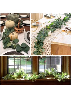 LENND 3 Packs Artificial Eucalyptus Leaves Garland Artificial Vines Faux Silver Dollar Greenery Eucalyptus Plants for Wedding Party Home Decoration  - Image 4
