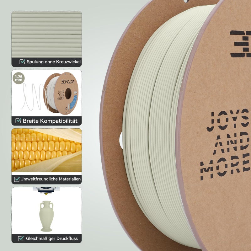 3DHoJor Matte PLA Filament 1.75mm Light Khaki, PLA 3D Printer Filament, 1kg Spool (2.2lbs) PLA Filament, Fit Most FDM 3D Printer - Image 5
