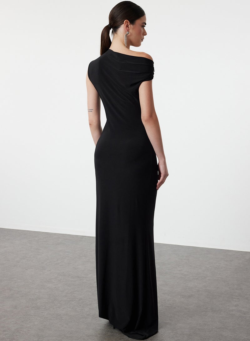 trendyol Black Bodycon Stone Accessory Detailed Woven Long Stylish Evening Dress Tprss24Ae00224 - Image 5
