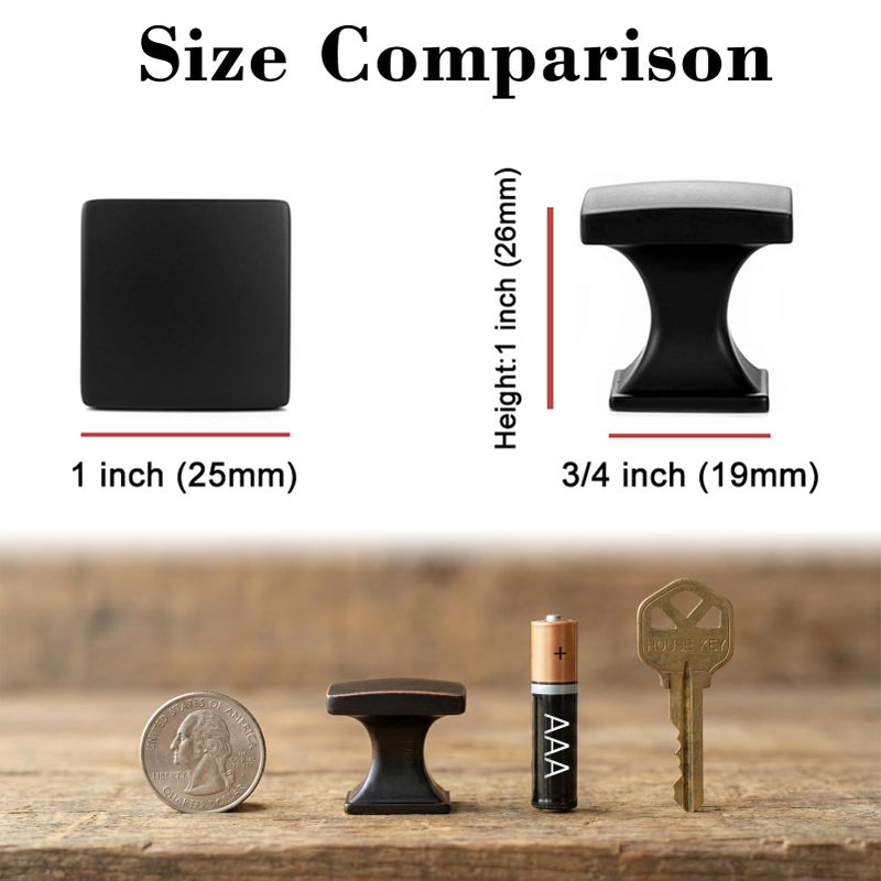 KOOFIZO 10 Pack Small Oil Rubbed Bronze Cabinet Knobs Rubbed Bronze Drawer Knobs K09 Square Single Hole Cabinet Pulls for Cabinets Drawers Dresser Cupboard Bedroom Closet Bathroom - Image 2