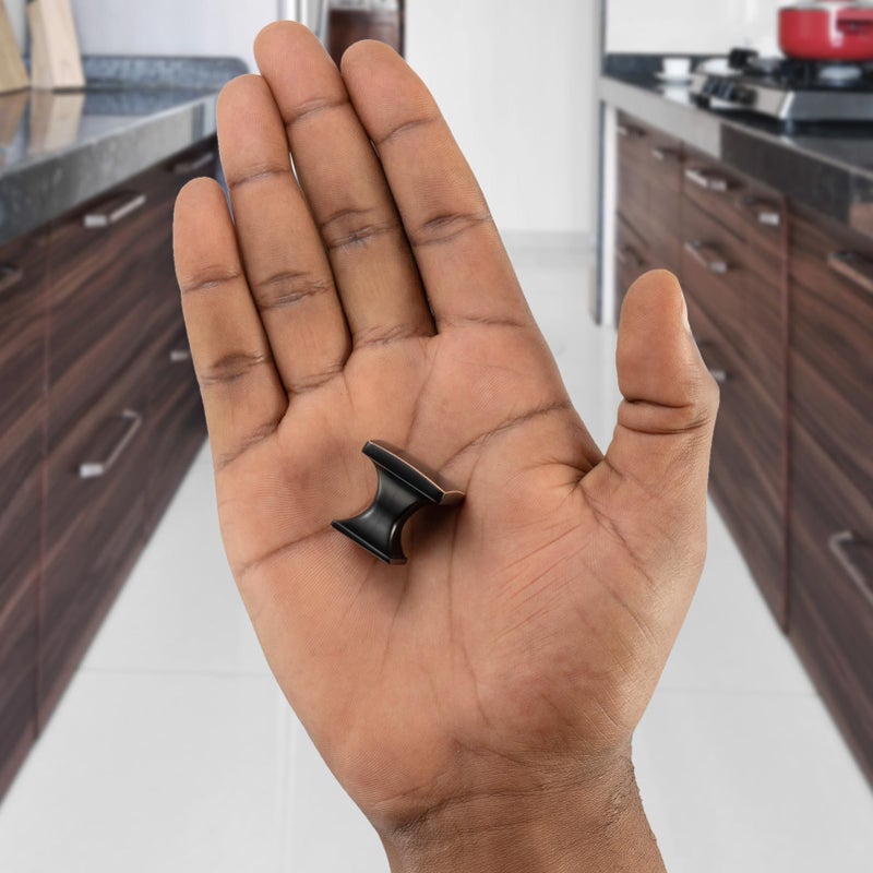 KOOFIZO 10 Pack Small Oil Rubbed Bronze Cabinet Knobs Rubbed Bronze Drawer Knobs K09 Square Single Hole Cabinet Pulls for Cabinets Drawers Dresser Cupboard Bedroom Closet Bathroom - Image 4