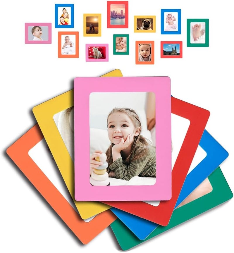 Raxwalker 4x6 Magnetic Picture Frames for Refrigerator, 12-Pack Magnet Photo Frame for Fridge Holds 3.5x5 2.5x3.5 Photos for Home Office School Lock Storage(Colorful) - Image 1