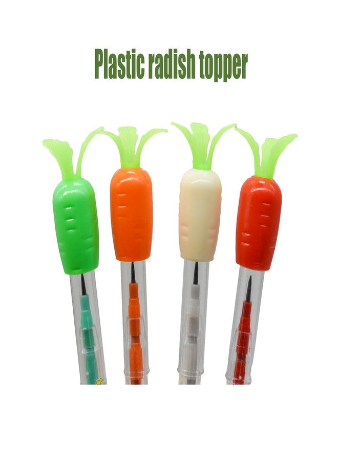 Lopenle Novelty Stacking Pencils Carrot Pencil Fruits Radish Stackable Pencil 12 Pieces With 64 Extra Refills For Office Using Supplies. - Image 3