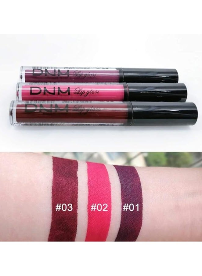 DNM 3Pcs Dark Purple Red Rose pink Matte Liquid Lipstick Sets for Black Women Matte Matt Lipstick Lip Stain Long Lasting Waterproof 24, mate larga duracion - color 01 - Image 5
