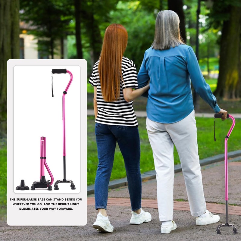 LIXIANG Unisex Walking Canes, Foldable, Adjustable, 4-pronged Base, Foam Handles Heavy Duty Stable Walker for Seniors and Adults Canes for Men for Stability - Image 4