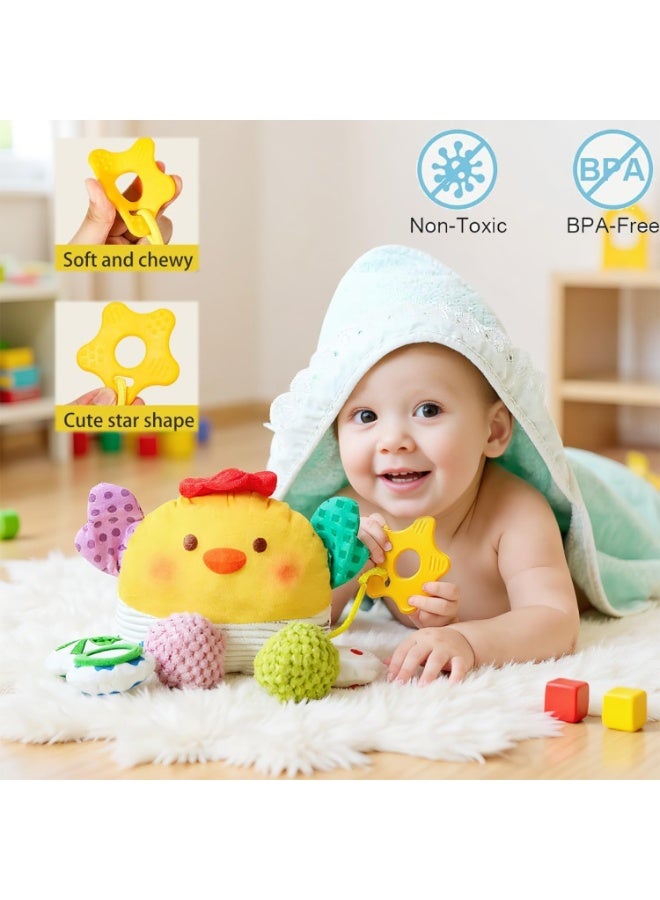 Winner Baby Car Seat Toys 0-6 Months, Sensory Crib Hanging Soft Plush with Rattles, Crinkle Paper and Teether, Educational Toy for Baby Shower Newborn Infant Gifts (Yellow Chick) - Image 5