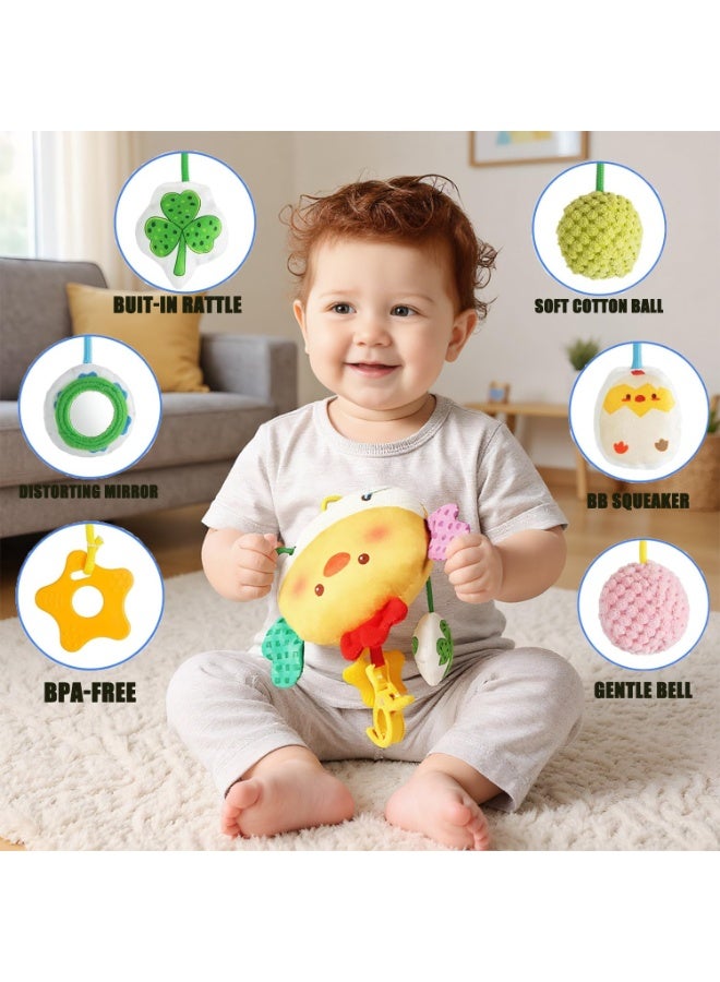 Winner Baby Car Seat Toys 0-6 Months, Sensory Crib Hanging Soft Plush with Rattles, Crinkle Paper and Teether, Educational Toy for Baby Shower Newborn Infant Gifts (Yellow Chick) - Image 3