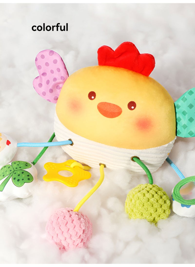 Winner Baby Car Seat Toys 0-6 Months, Sensory Crib Hanging Soft Plush with Rattles, Crinkle Paper and Teether, Educational Toy for Baby Shower Newborn Infant Gifts (Yellow Chick) - Image 2
