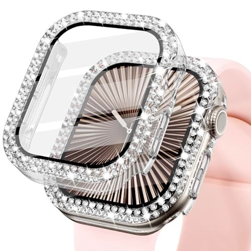 KADES Bling Case for Apple Watch 38mm with Built-in Screen Protector, Sparkling Rhinestone Protective Cover Compatible with Apple Watch Series 3 2 1 (38mm, Clear) - Image 1