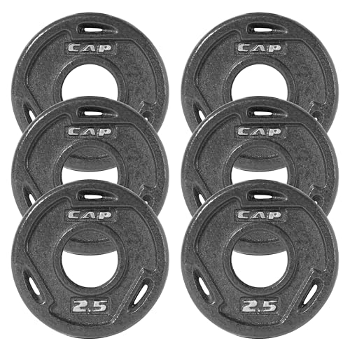 CAP Barbell 2-Inch Olympic Grip Weight Plate, 2.5 lb, Set of 6 Black - Image 1