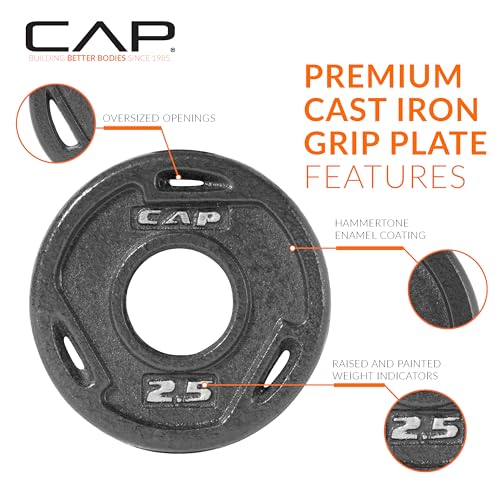 CAP Barbell 2-Inch Olympic Grip Weight Plate, 2.5 lb, Set of 6 Black - Image 3