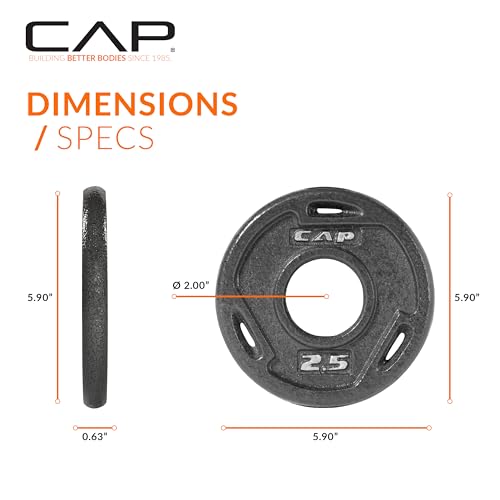 CAP Barbell 2-Inch Olympic Grip Weight Plate, 2.5 lb, Set of 6 Black - Image 4