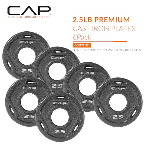 CAP Barbell 2-Inch Olympic Grip Weight Plate, 2.5 lb, Set of 6 Black - Image 2