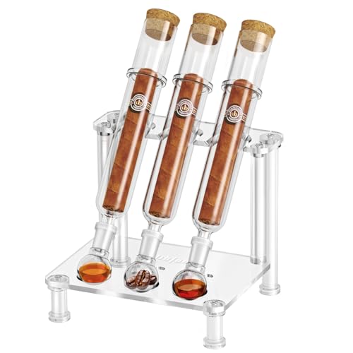 LIHTUN Cigar Flavoring Humidor Case for 3 Cigars, Borosilicate Glass Tubes, Balls and Acrylic Stand, Portable Cigar Humidor Gift Set for Flavor Mellowing, Storage and Display (3) - Image 1