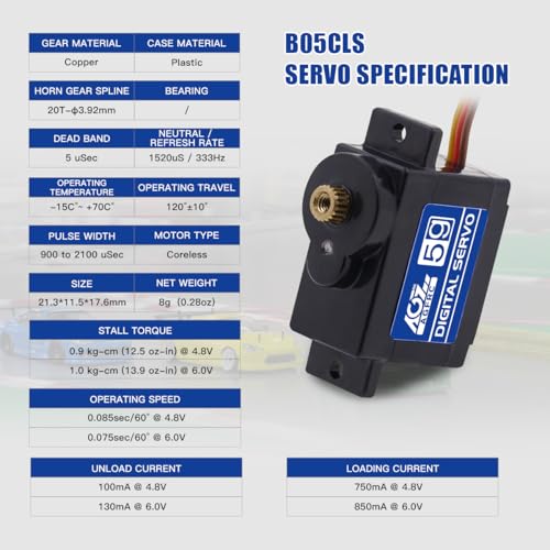 AGFRC SubMicro RC Servo Motor Upgrade Metal Gear 8g 1kg 0075Sec high Speed Coreless Digital Drift Racing Servo for 128 RC Cars AirplanesB05CLS - Image 5