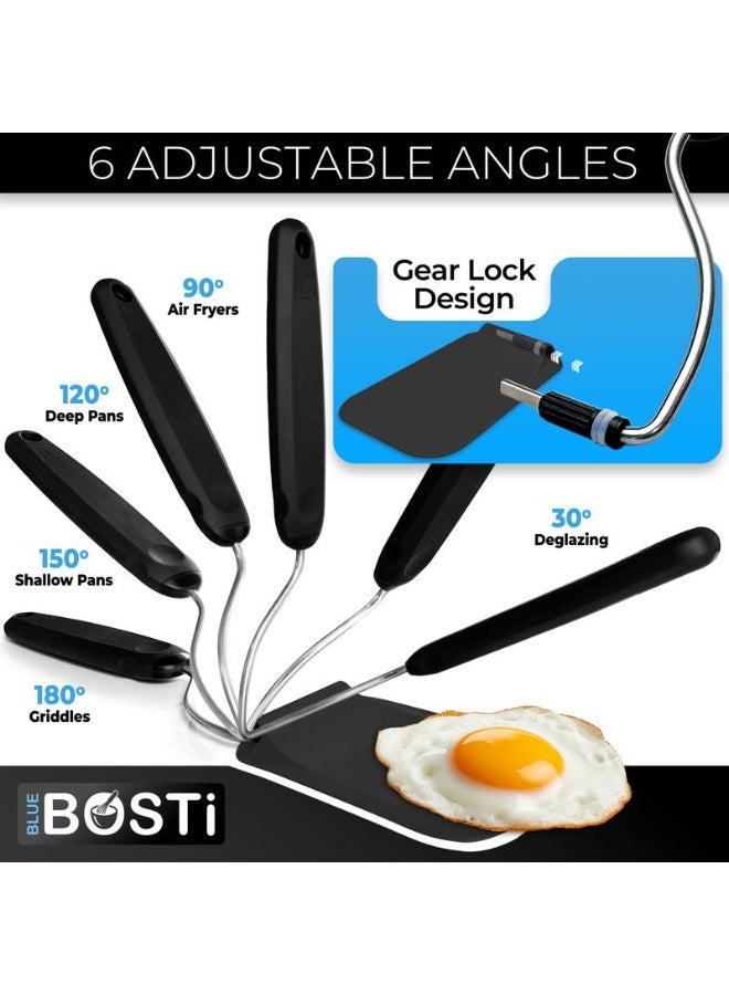 Adjustable-angle spatula—a kitchen must-have!  Make the most of your kitchen tools!  Whether it’s an air fryer, a frying pan, or any other cookware, it works perfectly! Includes 2 spatula heads made of PPSU—free of BPA, BPS, and PFAS.  Non-toxic - Image 2