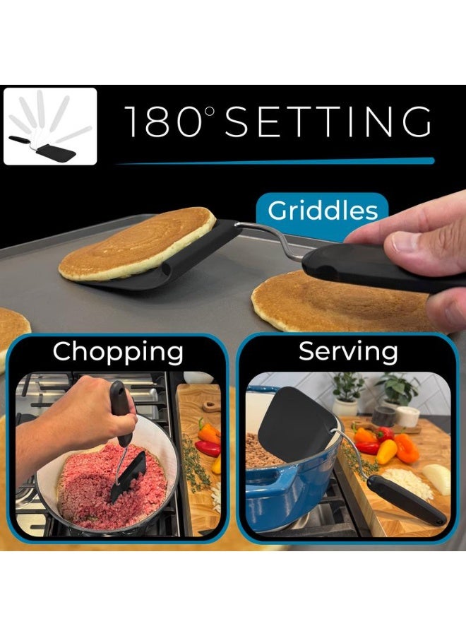 Adjustable-angle spatula—a kitchen must-have!  Make the most of your kitchen tools!  Whether it’s an air fryer, a frying pan, or any other cookware, it works perfectly! Includes 2 spatula heads made of PPSU—free of BPA, BPS, and PFAS.  Non-toxic - Image 5
