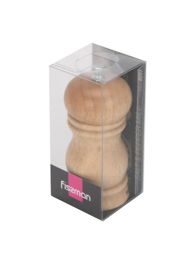 Fissman 11cm Manual Salt and Pepper Grinder 11cm, Light Brown Ceramic Mill, Adjustable Spice Grinder for Peppercorns, Salt, and Dry Spices, Easy Refill Kitchen Mill  | Best Price UAE