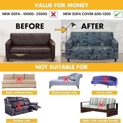 Bigkart Elastic Sofa Covers for 2 Seater Sofas | Polyster-Spandex, Stretchable, Sofa Covers for Single, Double and Triple Seater Sofas - Image 5