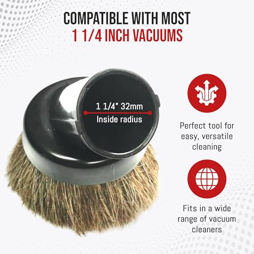 MP Maresh Products Household Cleaning Vacuum Brush Attachment - Horse Hair Vacuum Cleaner Accessories, Soft, Dust Floor Brush, Compatible with Shop Vac 1-1/4" Vacuum Cleaners for Hard Surfaces - Black - Image 2