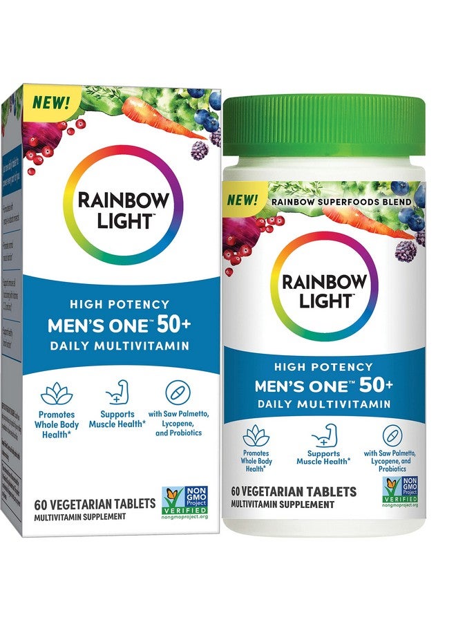 Rainbow Light Multivitamin For Men 50+ Vitamin C D & Zinc Probiotics Men One 50+ Multivitamin Provides High Potency Immune Support Nongmo Vegetarian 60 Tablets - Image 1