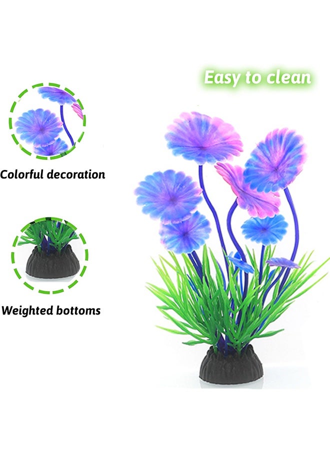 4 قطع ديكورات حوض السمك، نباتات مائية صناعية للأحواض، نباتات بلاستيكية خضراء لتزيين حوض السمك، إكسسوارات ديكور منزلي لحوض السمك نباتات خضراء، نباتات بلاستيكية لزينة الأحواض - Image 4