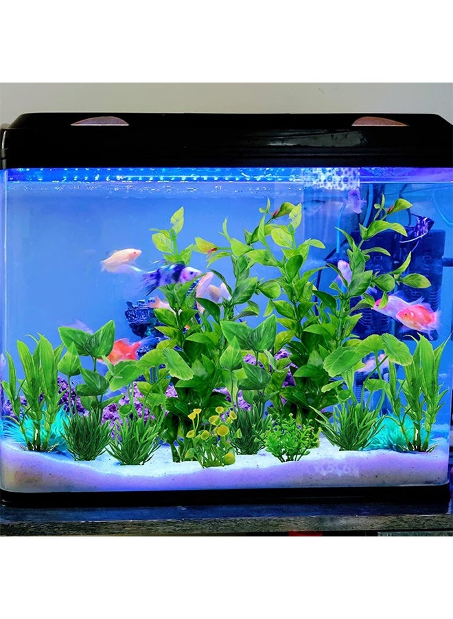 4 قطع ديكورات حوض السمك، نباتات مائية صناعية للأحواض، نباتات بلاستيكية خضراء لتزيين حوض السمك، إكسسوارات ديكور منزلي لحوض السمك نباتات خضراء، نباتات بلاستيكية لزينة الأحواض - Image 3