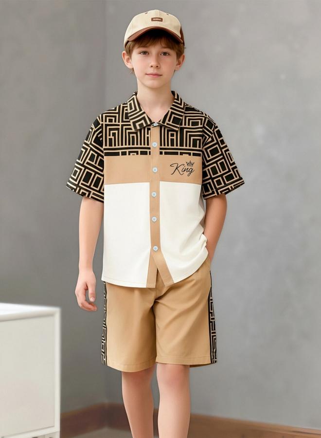 Take Two Teen Boys Color Block Shirt And Shorts Set - Image 3