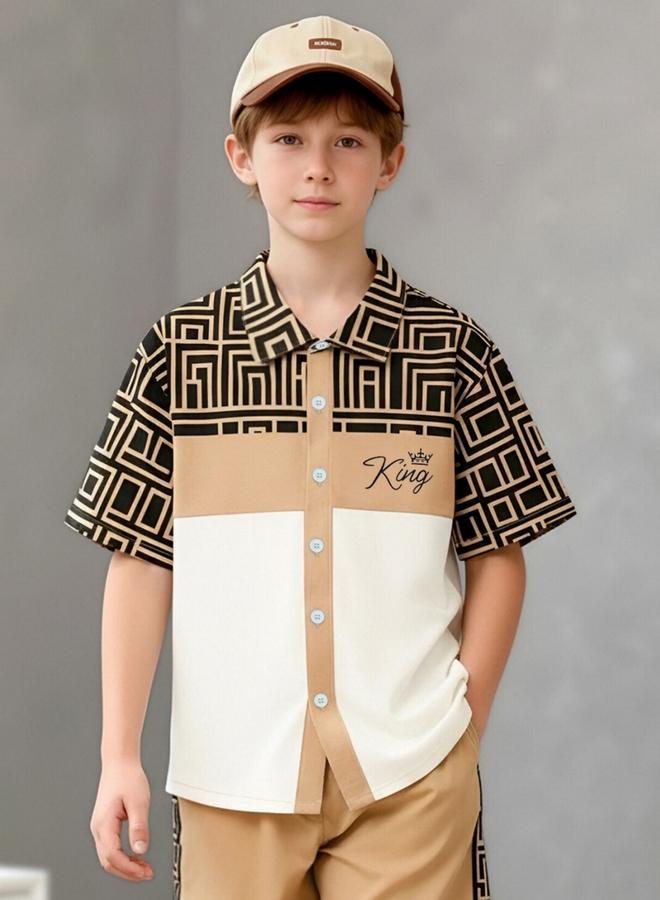 Take Two Teen Boys Color Block Shirt And Shorts Set - Image 5