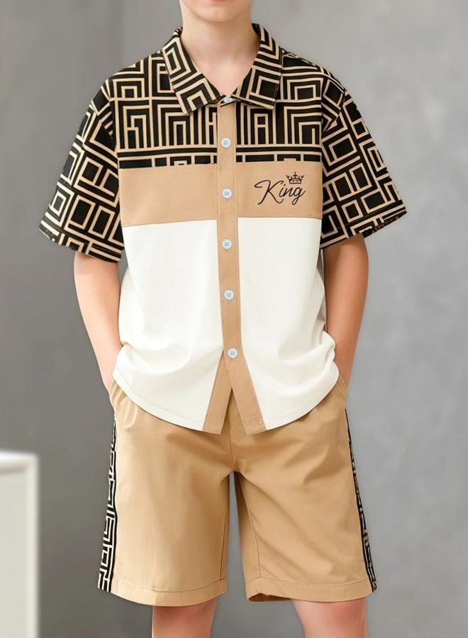 Take Two Teen Boys Color Block Shirt And Shorts Set - Image 4