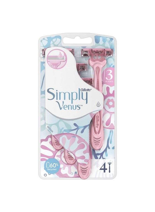 Venus Simply3 Disposable Razors For Women 4 Pieces  - Image 2