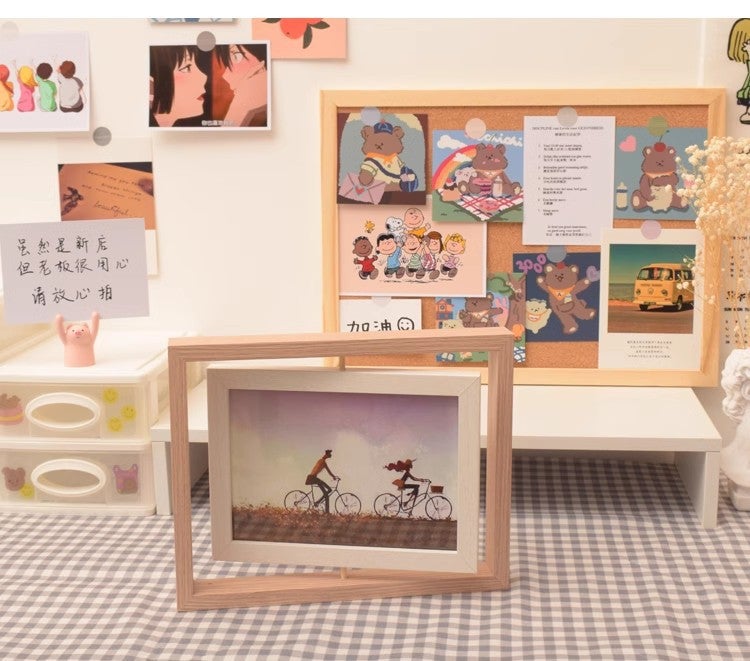 1 Pack 6 inch Rotating Floating Picture Frames,Double-Sided Display with HD Glass Front Wooden Distressed Frame for Vertical or Horizontal Tabletop Display - Image 4