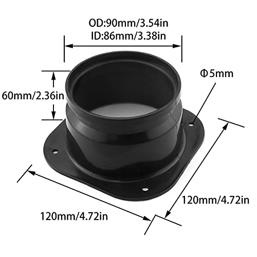 DGHAOP Dryer Vent Wall Plate 4Inch/100mm ABS Plastic Air Duct Connector Flange Panel Duct Connector Flange Inlet Fitting for Ventilation Straight Pipe, Wall and Ceiling (Square to Round) - Image 2