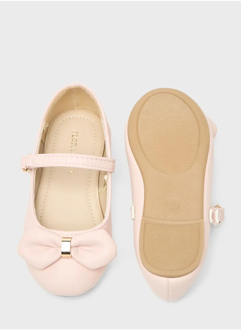 شو اكسبرس Kids Velcro Bow Detail Ballerinas